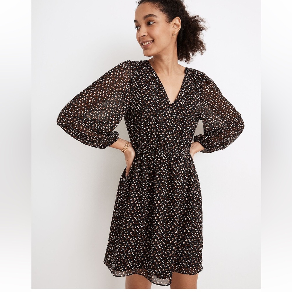 Madewell floral sheer mini dress Medium